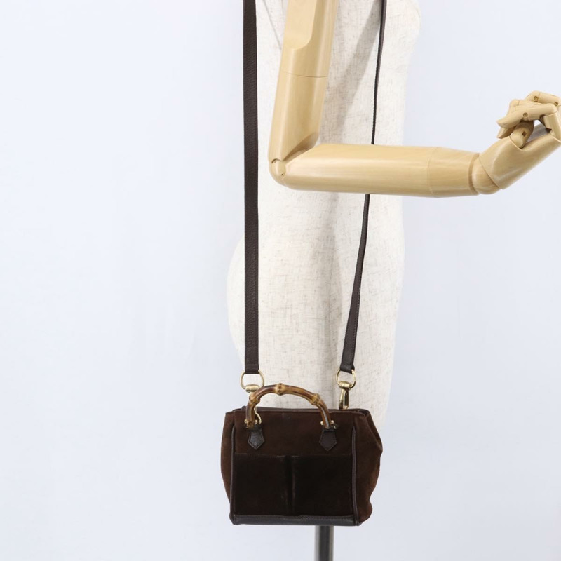 【日本直送】GUCCI 竹節手提包 麂皮 兩用 棕金色 007 1793 0238 正品 BA7262-23