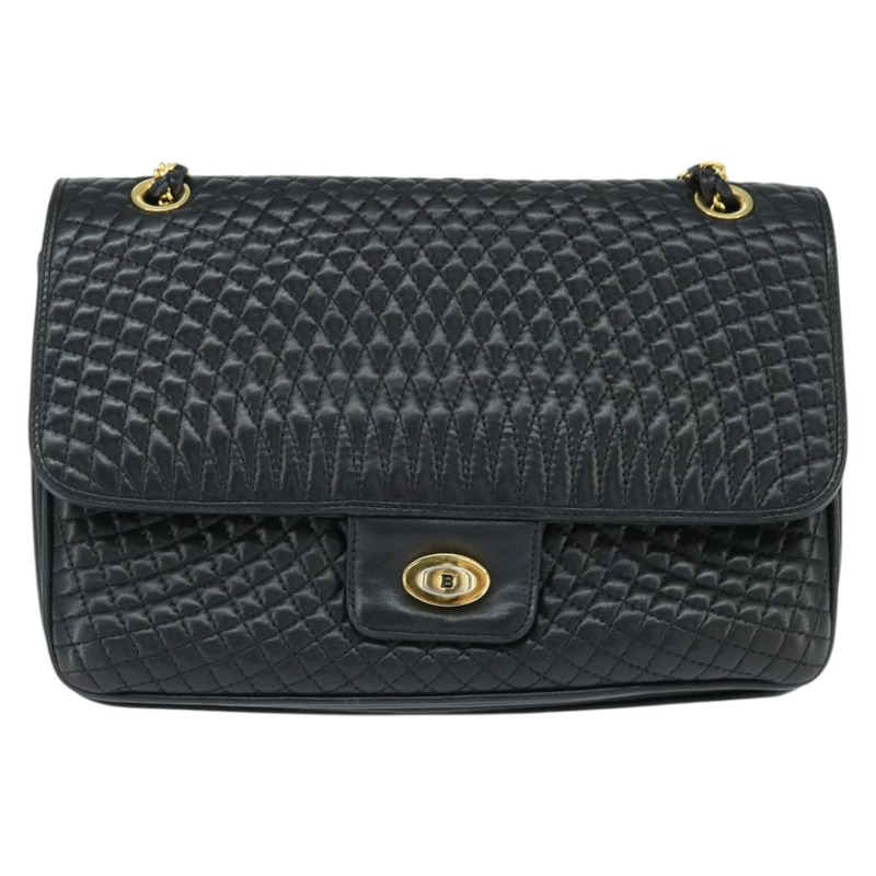 【日本直送】BALLY 鏈條單肩包 皮革 黑色 金色 正品 BA7303-12