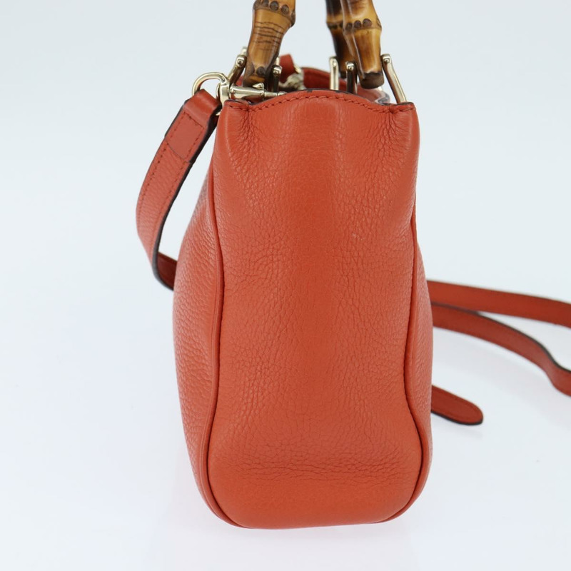 【日本直送】GUCCI 竹節手提包 皮革 兩用 橙色 金色 368823 正品 BA7264-3
