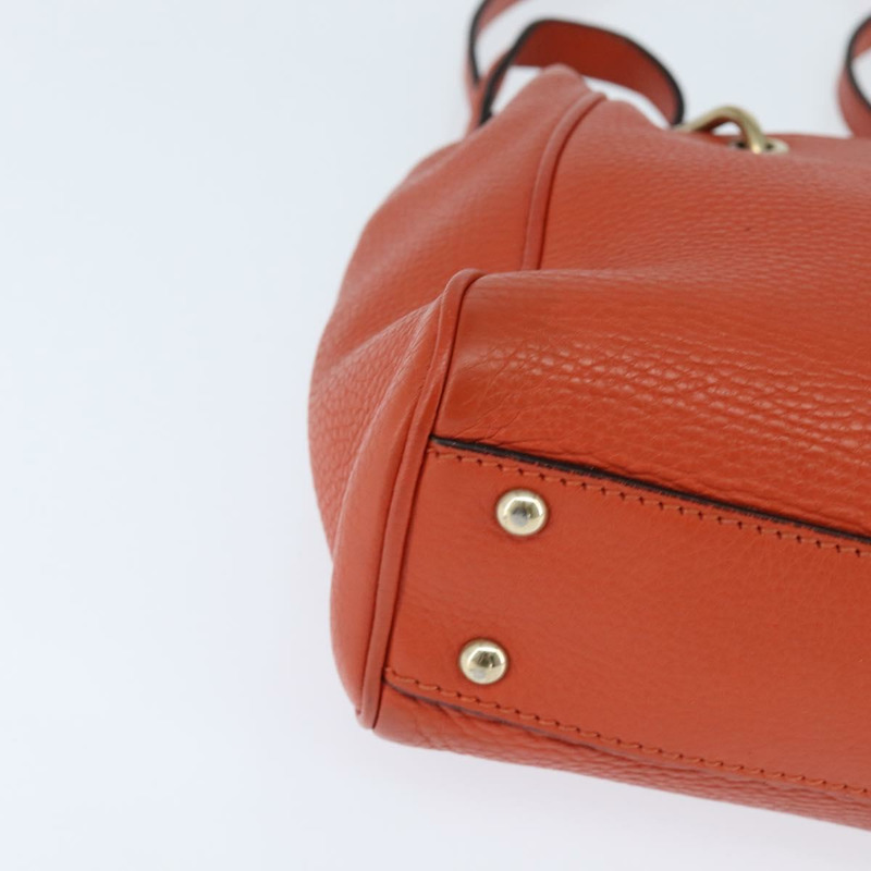 【日本直送】GUCCI 竹節手提包 皮革 兩用 橙色 金色 368823 正品 BA7264-14