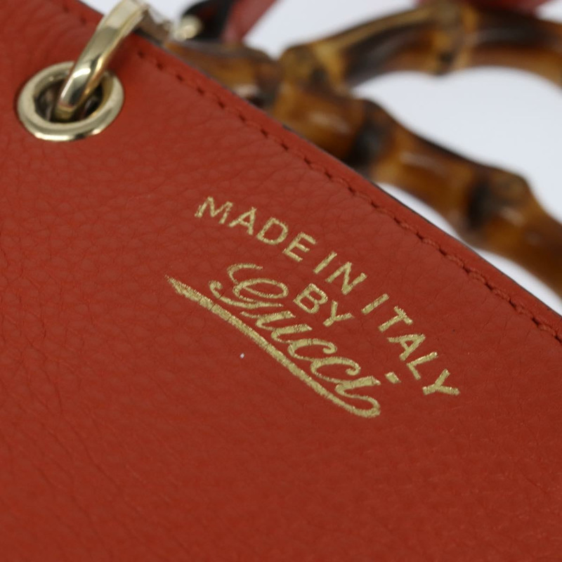 【日本直送】GUCCI 竹節手提包 皮革 兩用 橙色 金色 368823 正品 BA7264-17