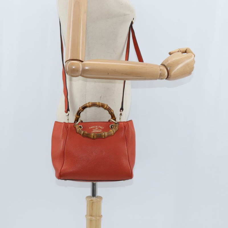 【日本直送】GUCCI 竹節手提包 皮革 兩用 橙色 金色 368823 正品 BA7264-22