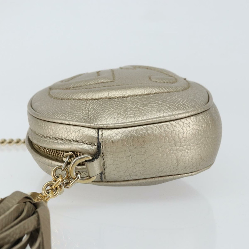 【日本直送】GUCCI 鏈條單肩包 皮革 金色 353965 正品 BA7267-3