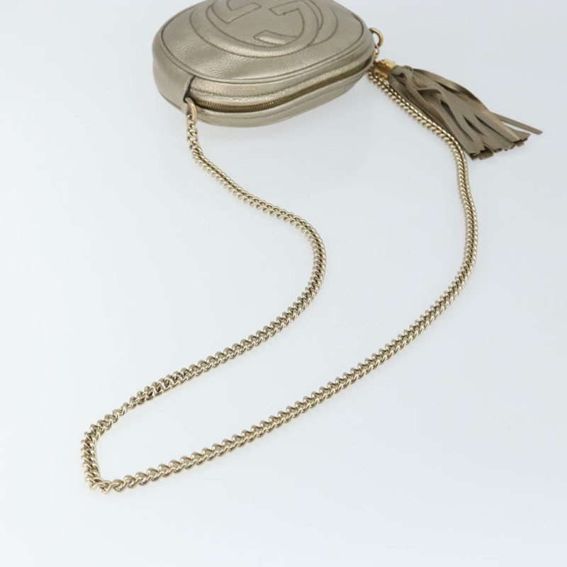 【日本直送】GUCCI 鏈條單肩包 皮革 金色 353965 正品 BA7267-6