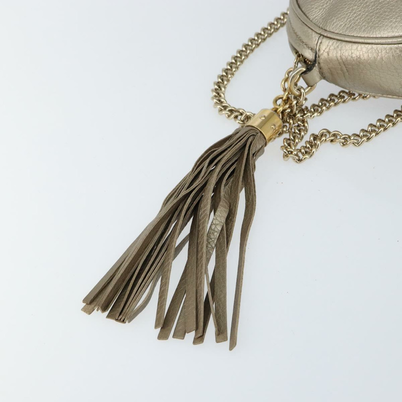 【日本直送】GUCCI 鏈條單肩包 皮革 金色 353965 正品 BA7267-9