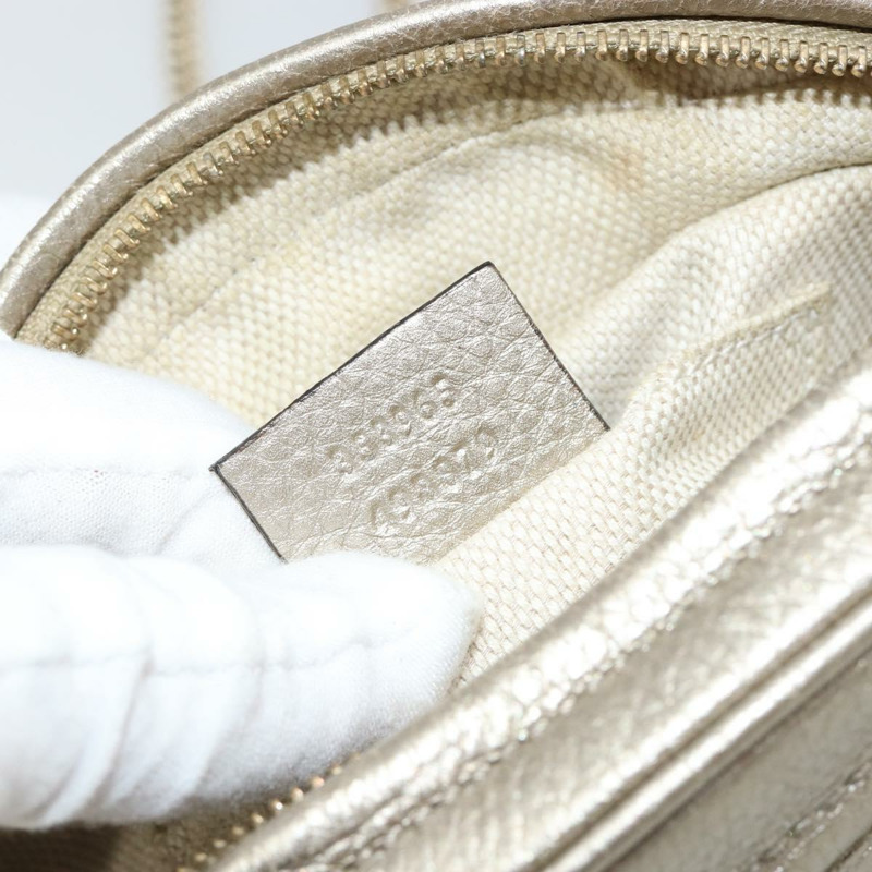 【日本直送】GUCCI 鏈條單肩包 皮革 金色 353965 正品 BA7267-11