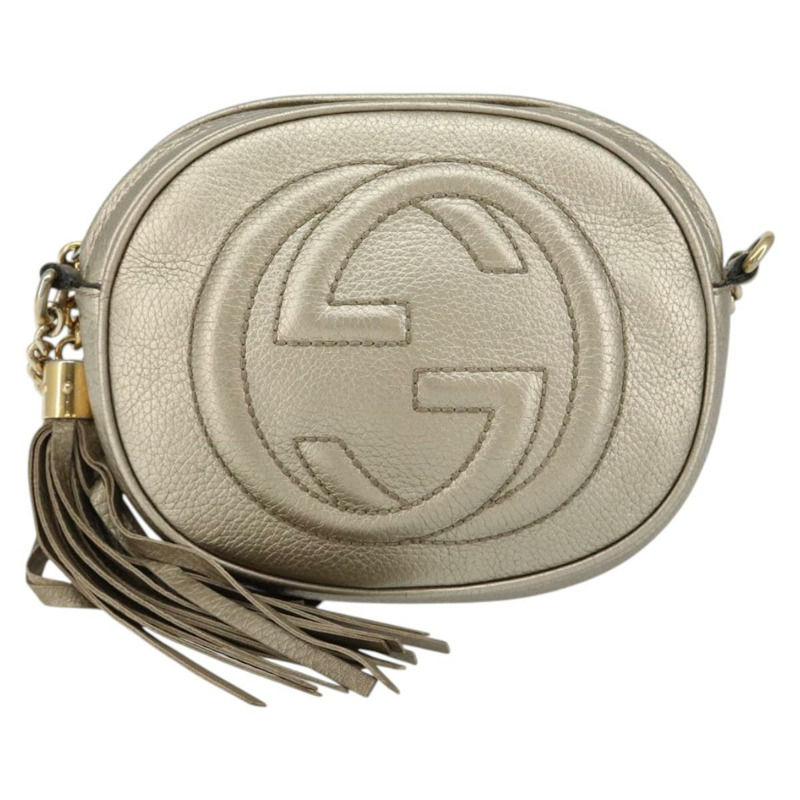 【日本直送】GUCCI 鏈條單肩包 皮革 金色 353965 正品 BA7267-12