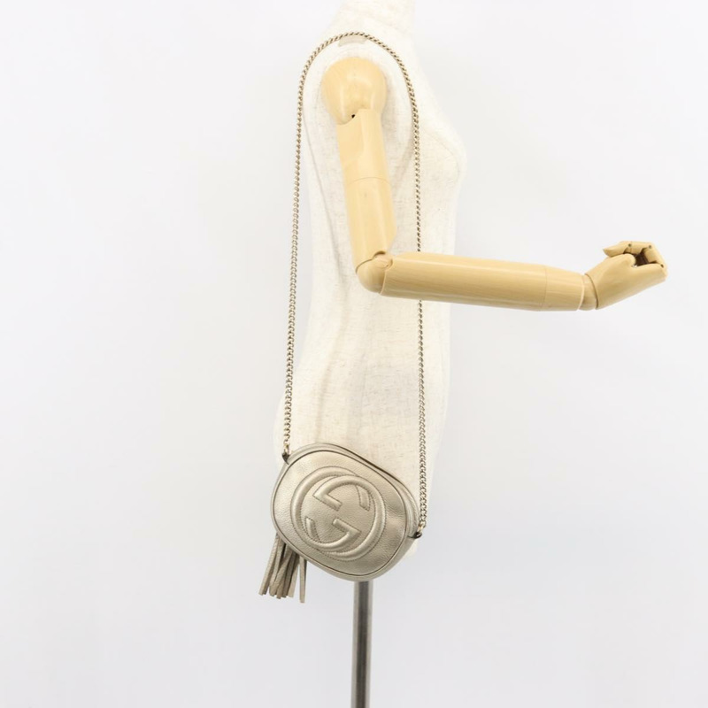 【日本直送】GUCCI 鏈條單肩包 皮革 金色 353965 正品 BA7267-20