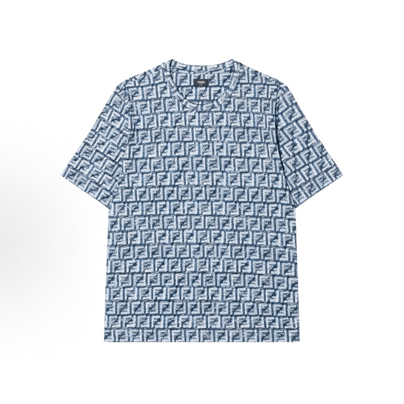 FENDI芬迪 SS24 字母滿印圓領休閒短袖T恤 男款 藍色-0