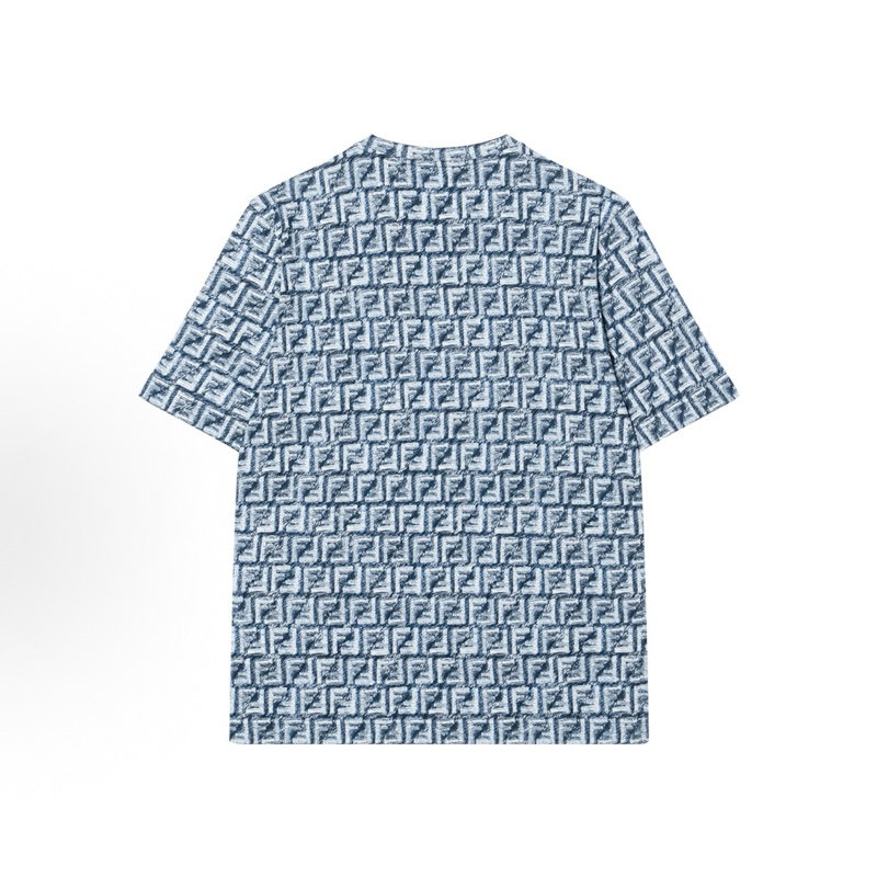 FENDI芬迪 SS24 字母滿印圓領休閒短袖T恤 男款 藍色-1
