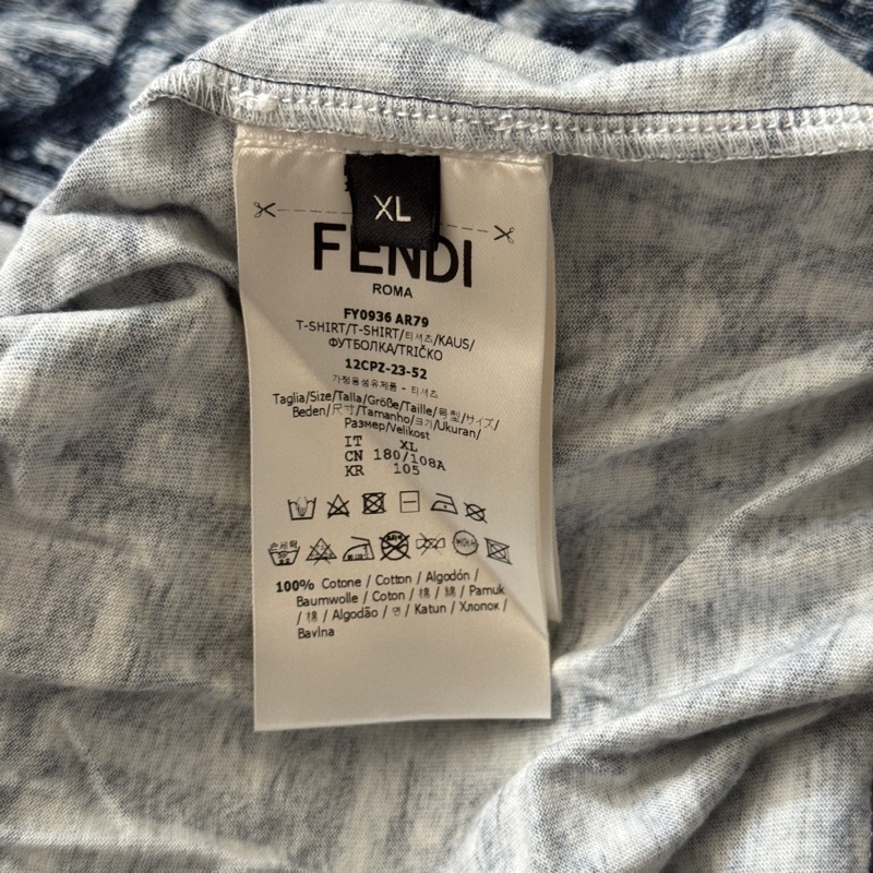 FENDI芬迪 SS24 字母滿印圓領休閒短袖T恤 男款 藍色-4