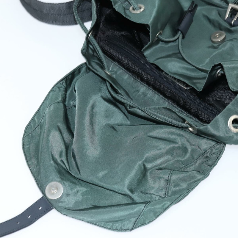 【日本直送】PRADA 雙肩包 尼龍 卡其色 銀色 正品 121319-8