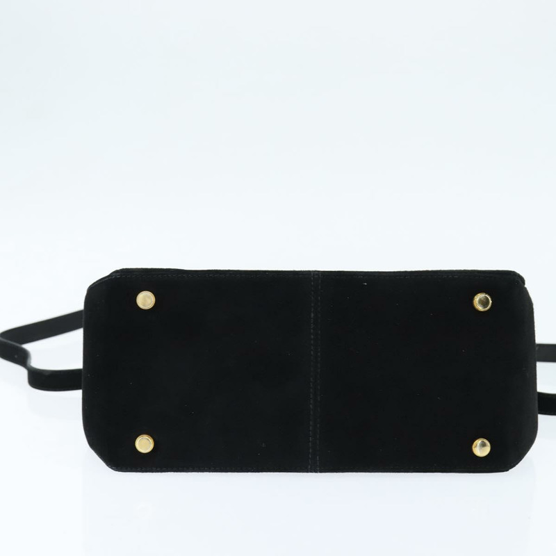 【日本直送】Salvatore Ferragamo 手提包 麂皮 2way 黑色 金色 Auth BA7321-4