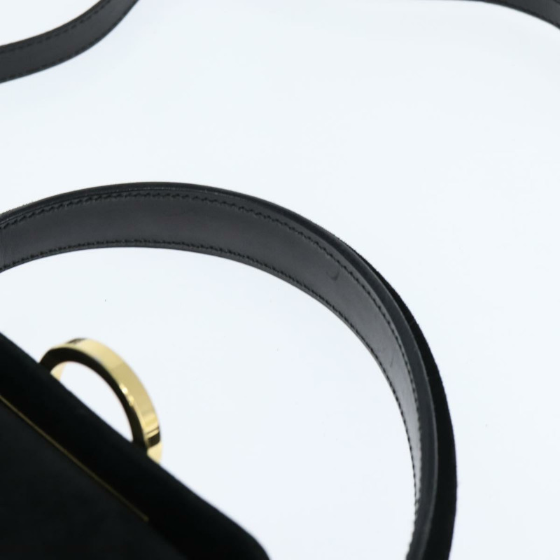 【日本直送】Salvatore Ferragamo 手提包 麂皮 2way 黑色 金色 Auth BA7321-13