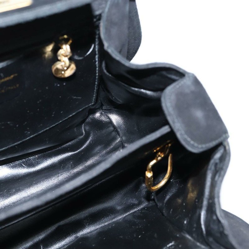 【日本直送】Salvatore Ferragamo 手提包 麂皮 2way 黑色 金色 Auth BA7321-19