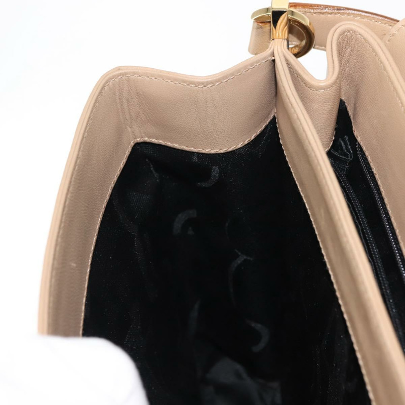 【日本直送】Salvatore Ferragamo 手提包 皮革 米色 金色 正品 BA7326-21