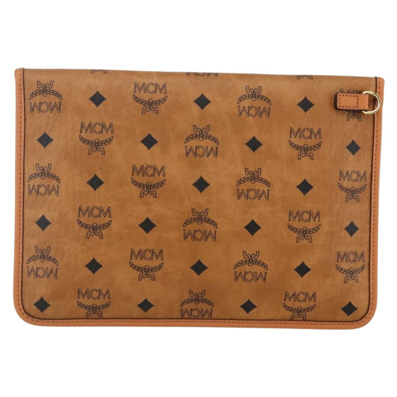 【日本直送】MCM Logoogram Vicetos 手拿包 PVC 皮革 棕色 金色 正品 BA7356-1