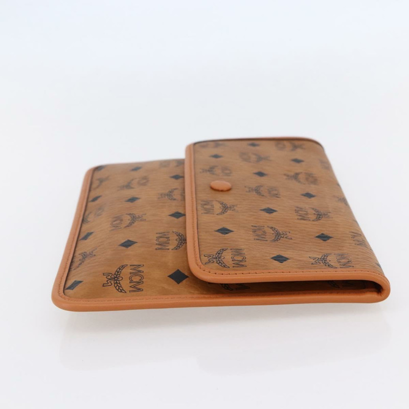 【日本直送】MCM Logoogram Vicetos 手拿包 PVC 皮革 棕色 金色 正品 BA7356-3