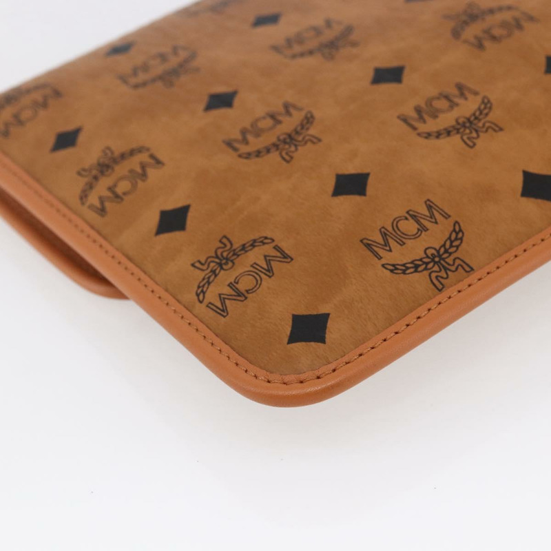 【日本直送】MCM Logoogram Vicetos 手拿包 PVC 皮革 棕色 金色 正品 BA7356-13