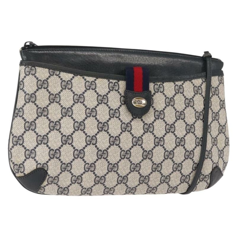 【日本直送】GUCCI GG Supreme Sherry Line 單肩包 PVC 海軍藍 金色 39 02 026 正品 148943-0