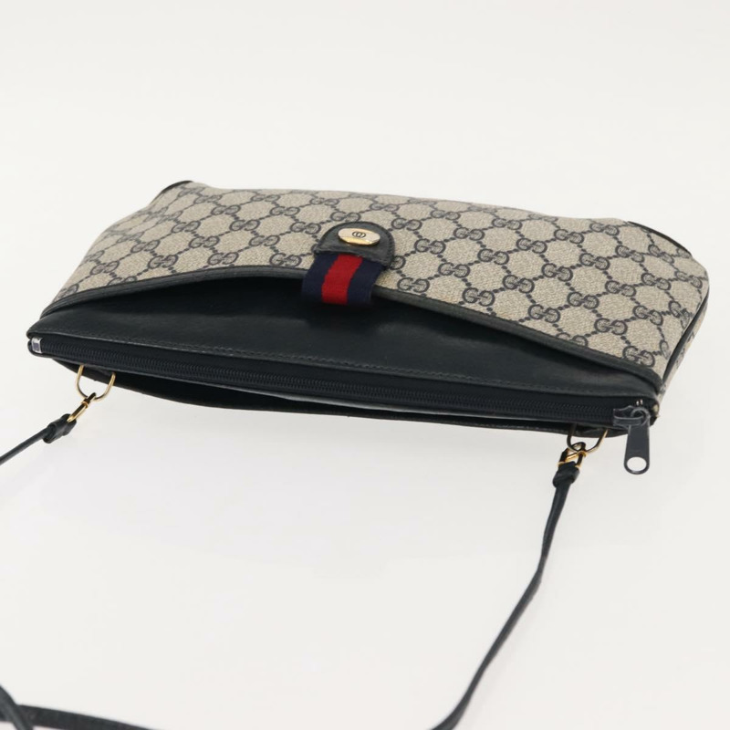 【日本直送】GUCCI GG Supreme Sherry Line 單肩包 PVC 海軍藍 金色 39 02 026 正品 148943-5