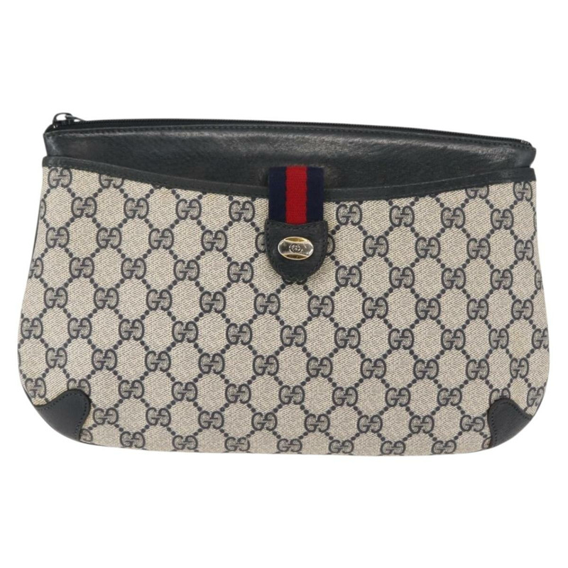 【日本直送】GUCCI GG Supreme Sherry Line 單肩包 PVC 海軍藍 金色 39 02 026 正品 148943-12