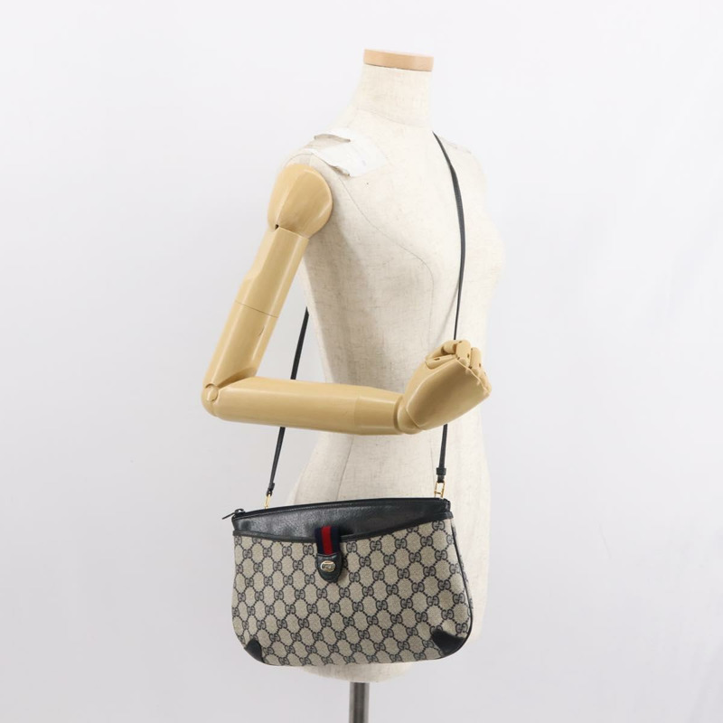 【日本直送】GUCCI GG Supreme Sherry Line 單肩包 PVC 海軍藍 金色 39 02 026 正品 148943-21