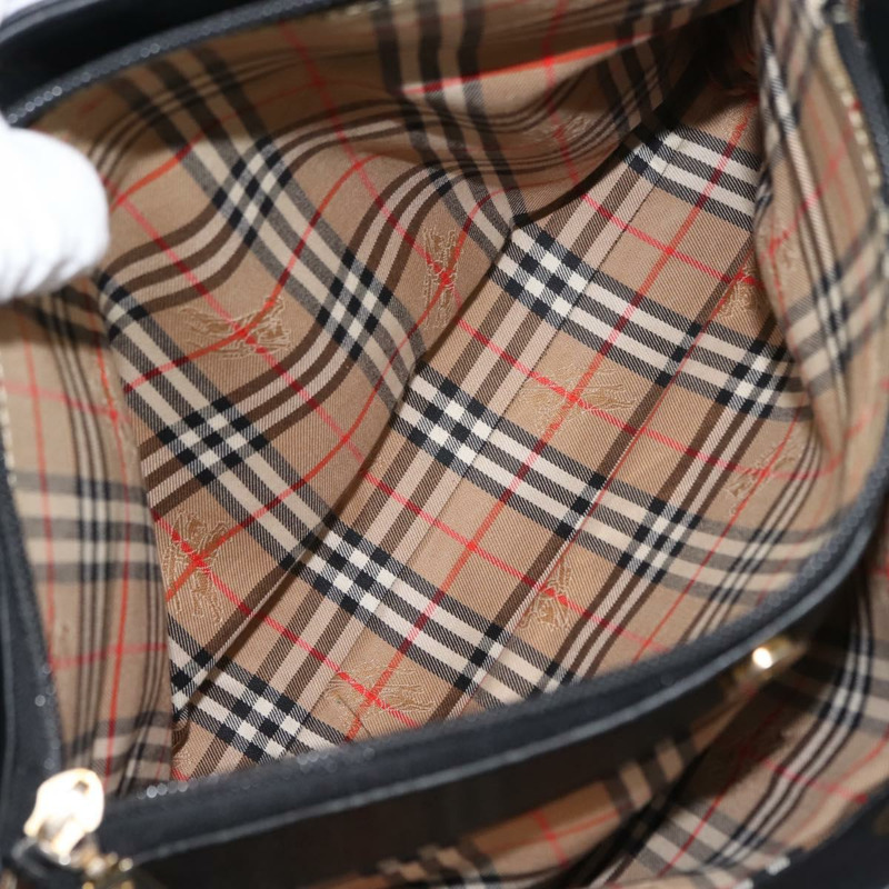 【日本直送】Burberrys 手提包 皮革 黑色 金色 正品 149318-18
