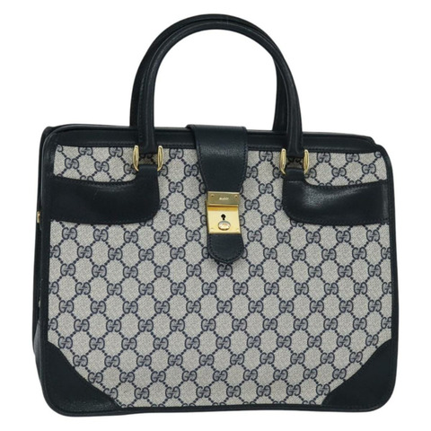 GUCCI GG Supreme 波士頓包 PVC 海軍藍 金色 24 013 3983 正品 148800