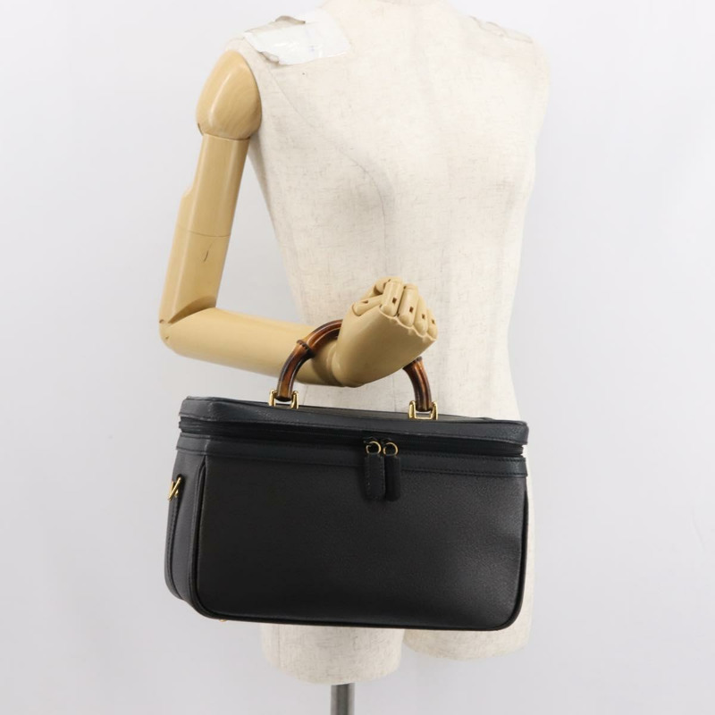 【日本直送】GUCCI 竹節化妝包 皮革 海軍藍 金色 013 122 2491 正品 148821-21