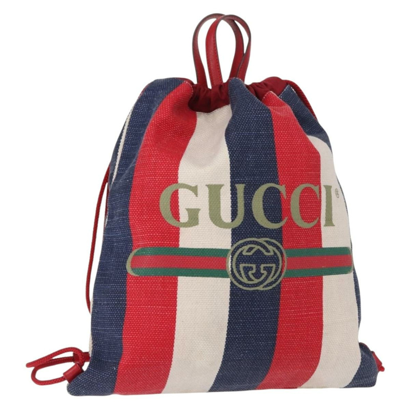 【日本直送】GUCCI帆布雙肩包 藍紅配色 473872 正品 BA7277-0