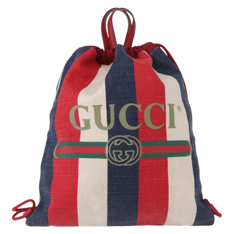 【日本直送】GUCCI帆布雙肩包 藍紅配色 473872 正品 BA7277-12
