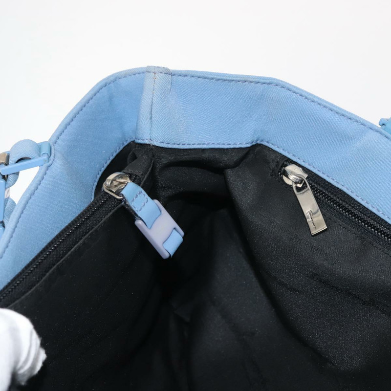 【日本直送】Salvatore Ferragamo 帆布手提包 藍色 銀色 正品 BA7336-17