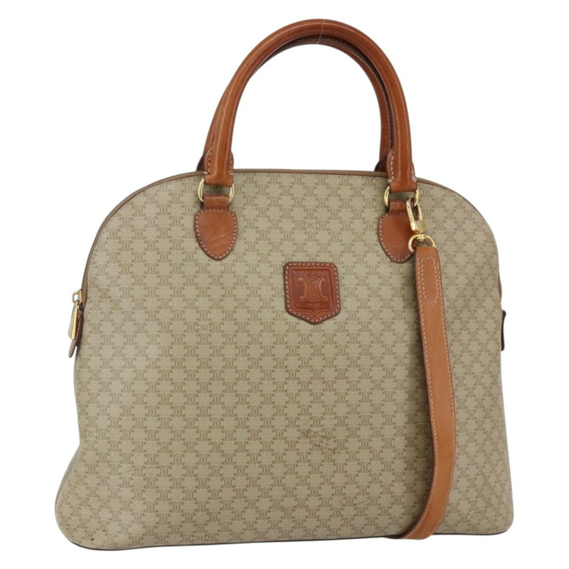 【日本直送】CELINE Macadam帆布手提包 PVC 兩用 米色 金色 正品 fm4931-0