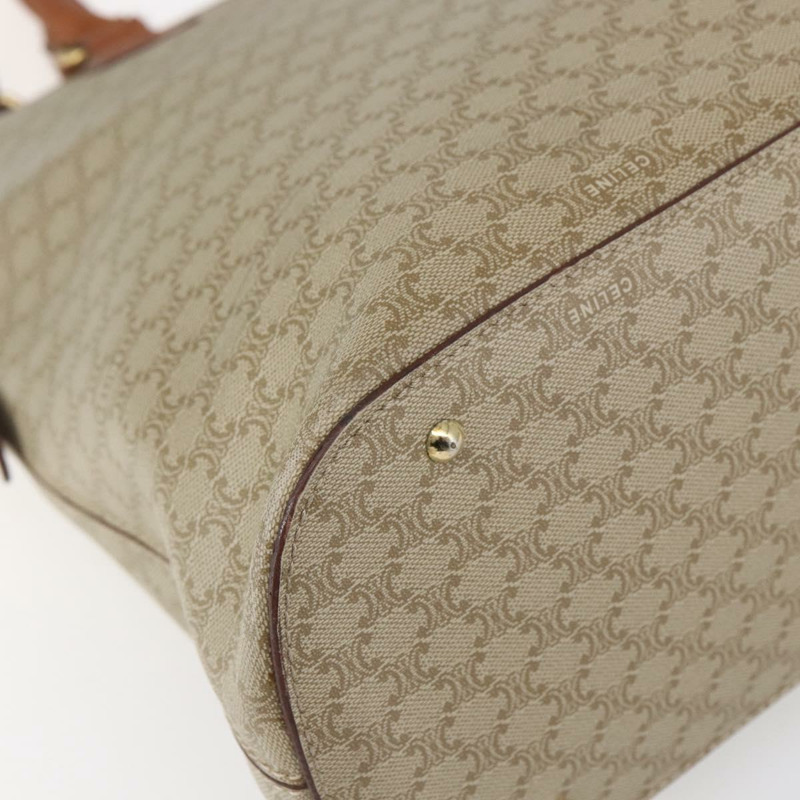 【日本直送】CELINE Macadam帆布手提包 PVC 兩用 米色 金色 正品 fm4931-15