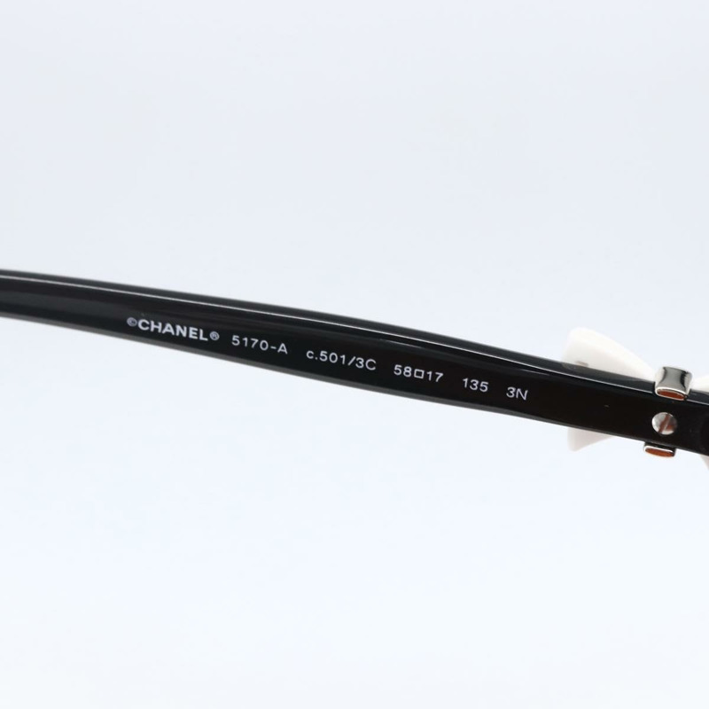 【日本直送】香奈兒 COCO 標誌絲帶太陽眼鏡，塑膠材質，黑色，5170-A CC Auth SW1743V-9