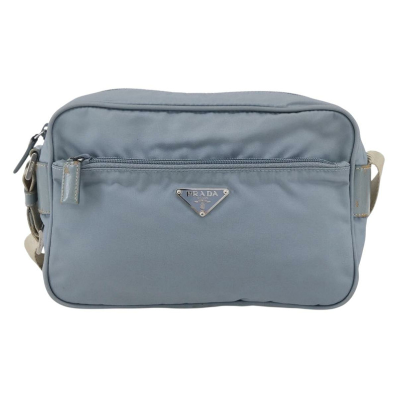 【日本直送】PRADA 尼龍肩包 淺藍色 銀色 正品 121317-12