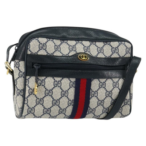 GUCCI GG Supreme Sherry Line 手提包 PVC 海軍藍 金 紅 378 02 004 正品 148802