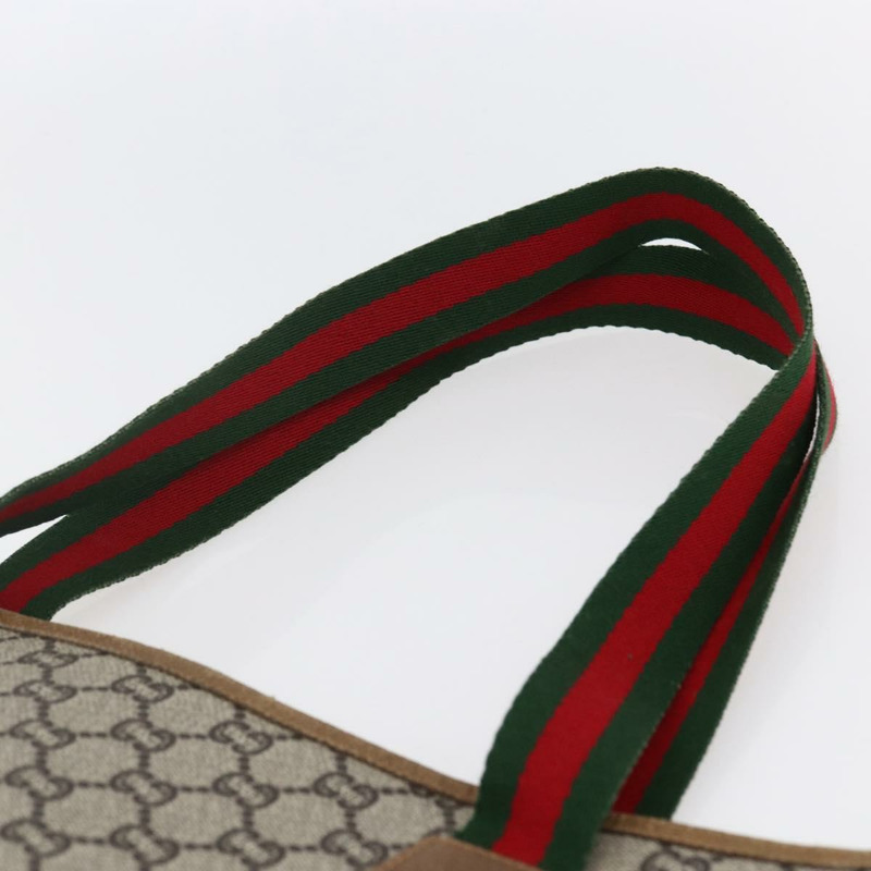 【日本直送】GUCCI GG Plus Supreme Web Sherry Line 手提包 PVC 米色 紅色 綠色 正品 148852-7