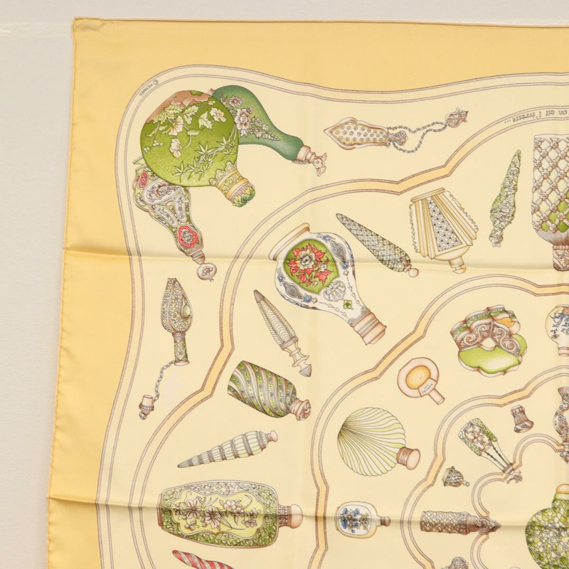 【日本直送】HERMES Carre 90 圍巾「Qu importe le flacon」絲米色正品 am9538-1