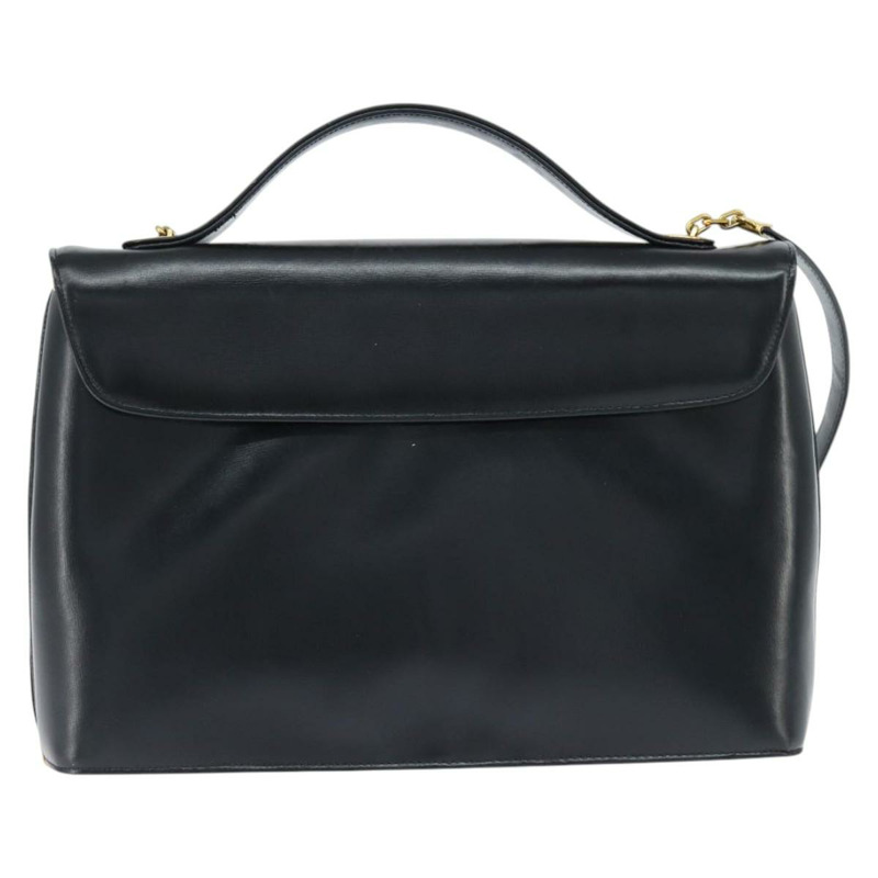 【日本直送】Christian Dior 手提包 小牛皮 2way 黑色 金色 Auth 150418-2