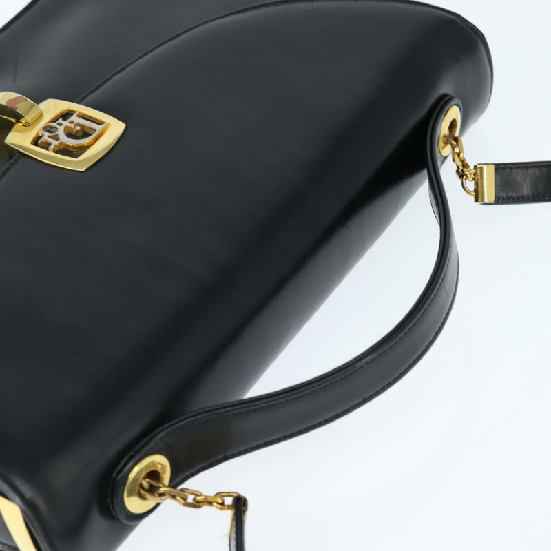 【日本直送】Christian Dior 手提包 小牛皮 2way 黑色 金色 Auth 150418-5