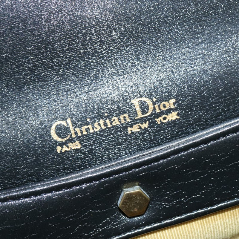 【日本直送】Christian Dior 手提包 小牛皮 2way 黑色 金色 Auth 150418-17