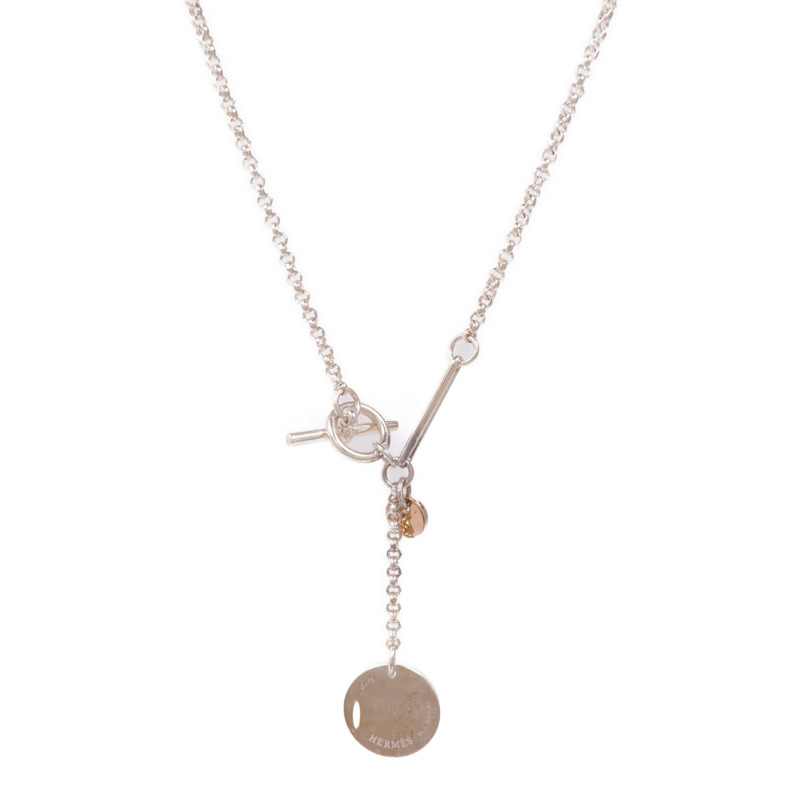 HERMES 925純銀/18K玫瑰金Ex-Libris Pendant Small Model項鍊-1