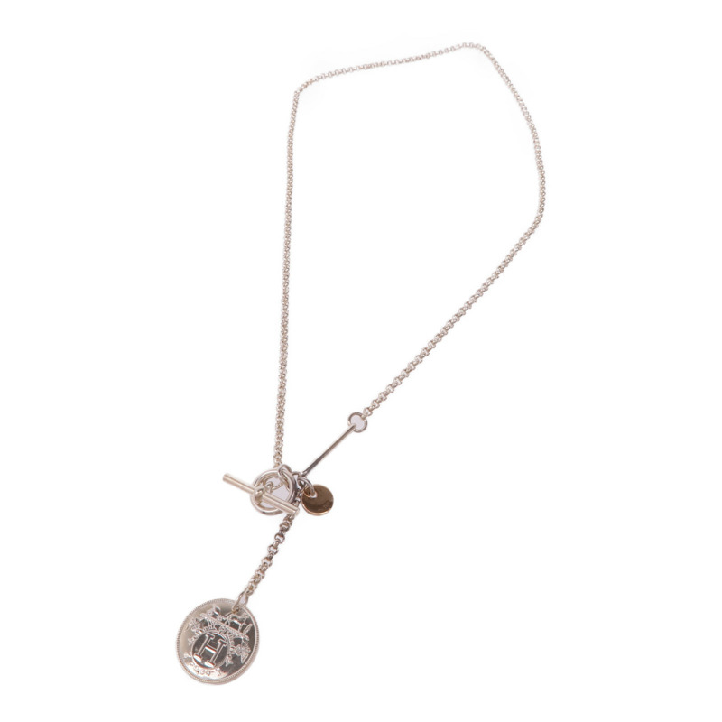 HERMES 925純銀/18K玫瑰金Ex-Libris Pendant Small Model項鍊-2