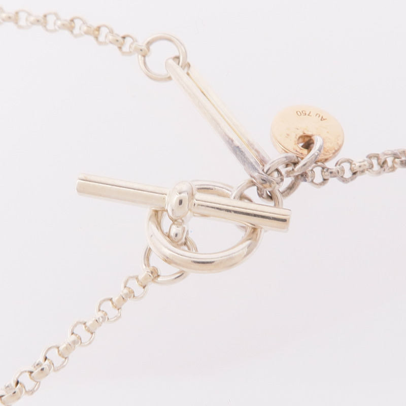 HERMES 925純銀/18K玫瑰金Ex-Libris Pendant Small Model項鍊-3