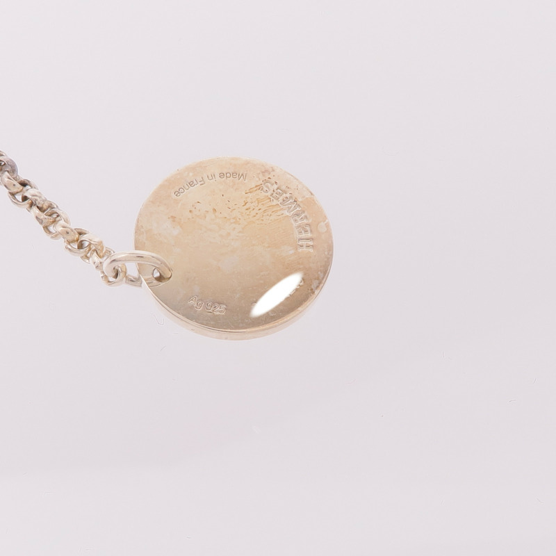 HERMES 925純銀/18K玫瑰金Ex-Libris Pendant Small Model項鍊-6