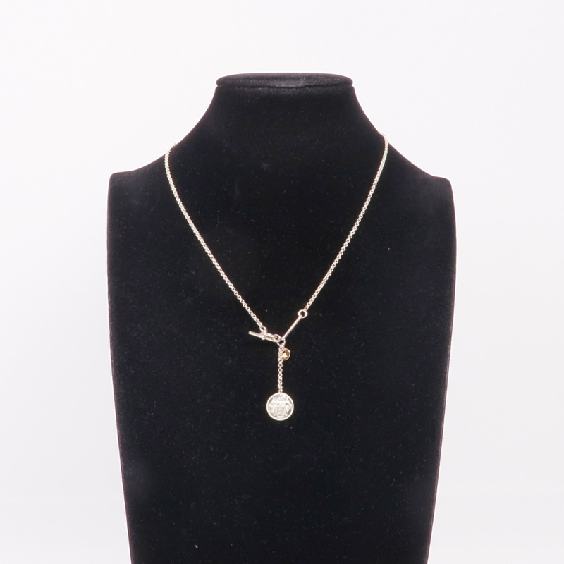 HERMES 925純銀/18K玫瑰金Ex-Libris Pendant Small Model項鍊-7