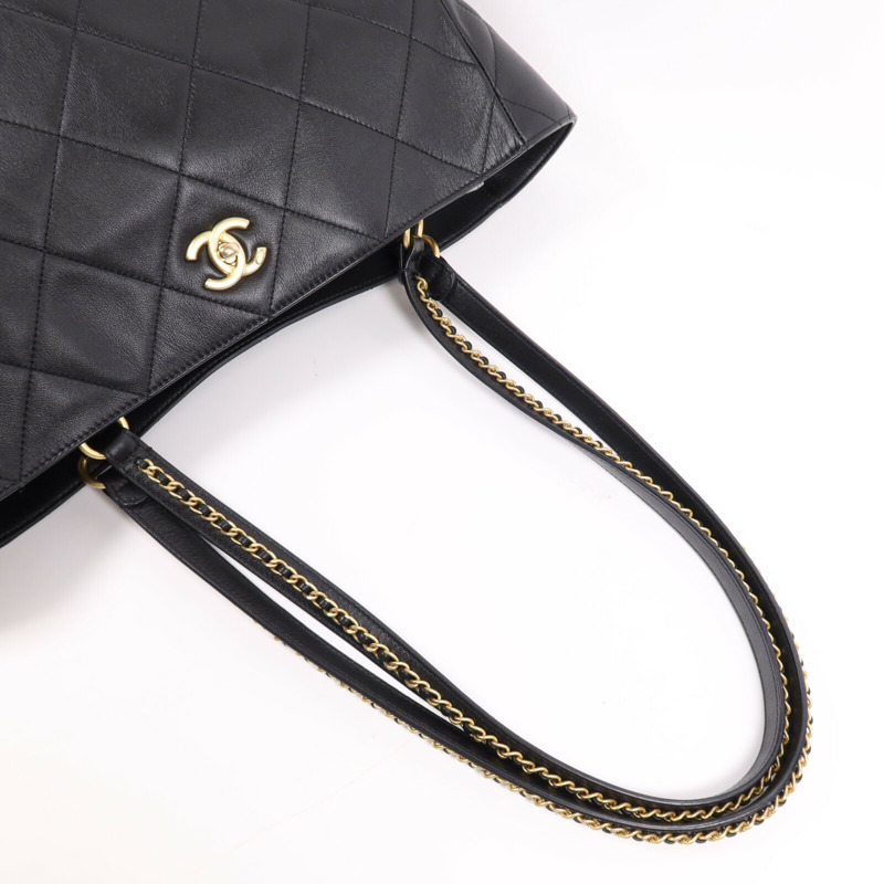 CHANEL 牛皮皮革Matelasse Tote金扣手挽袋-8
