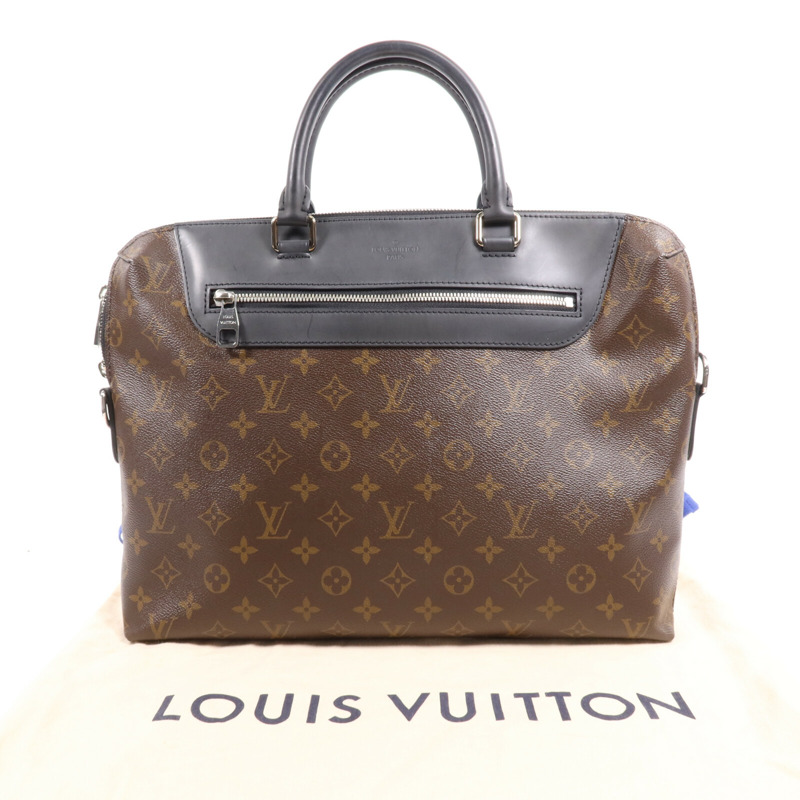 LOUIS VUITTON Monogram Macassar Porte-Documents Jour銀扣肩背袋-4